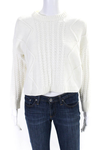 Superdown Womens Knitted Textured Long Sleeve Pullover Sweater White Size XS