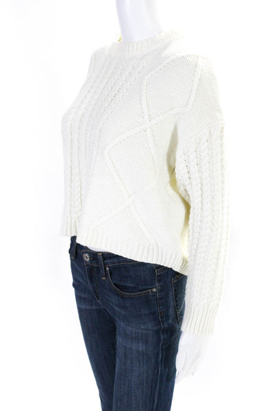 Superdown Womens Knitted Textured Long Sleeve Pullover Sweater White Size XS