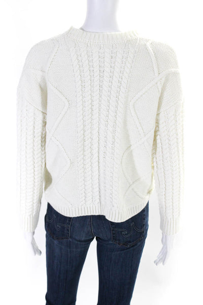 Superdown Womens Knitted Textured Long Sleeve Pullover Sweater White Size XS