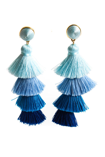 BaubleBar Women's Gabriela Blue Ombre Fabric Tassel Earrings 2 3/4"