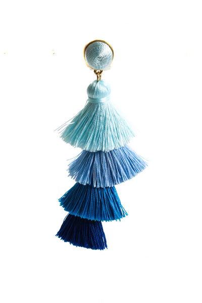 BaubleBar Women's Gabriela Blue Ombre Fabric Tassel Earrings 2 3/4"