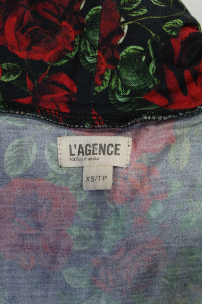 L Agence Womens Sleeveless Rose Printed Turtleneck Sweater Black Red Size XS