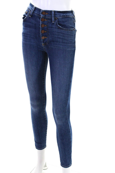 Alice + Olivia Womens Button Fly High Rise Skinny Ankle Jeans Blue Size 24