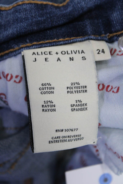 Alice + Olivia Womens Button Fly High Rise Skinny Ankle Jeans Blue Size 24