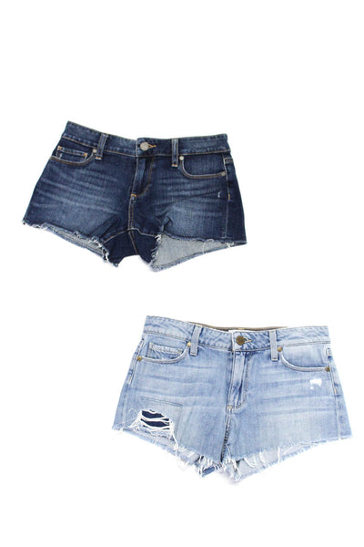 Paige Womens Zipper Fly Distressed Denim Short Shorts Blue Size 23 Lot 2