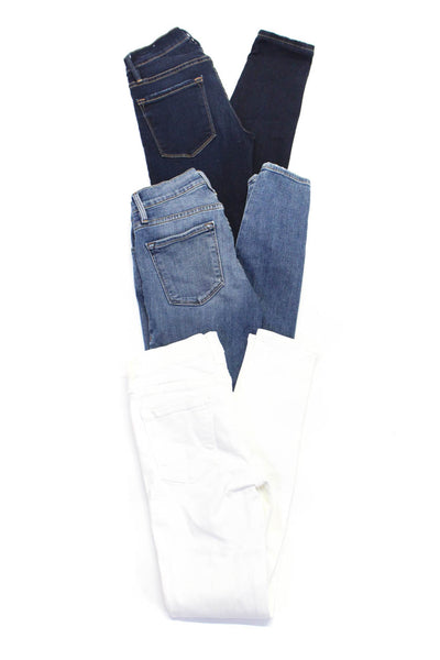 Frame Denim Womens Mid Rise Distressed Skinny Jeans Blue White Size 23 24 Lot 3