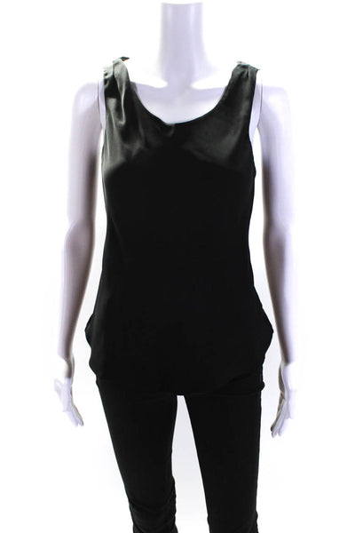 Giorgio Armani Womens Crew Neck Sleeveless Shell Top Blouse Black Silk Size IT38