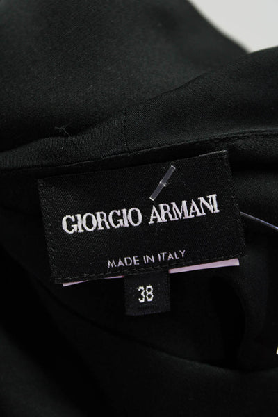 Giorgio Armani Womens Crew Neck Sleeveless Shell Top Blouse Black Silk Size IT38