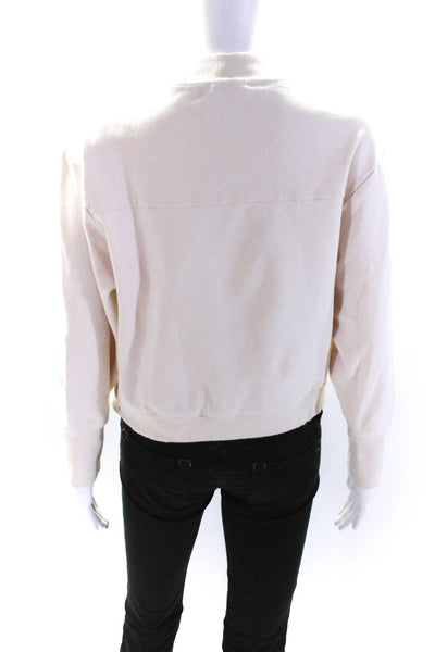 Varley Womens Crew Neck Drawstring Crop Sweatshirt Beige Size Small