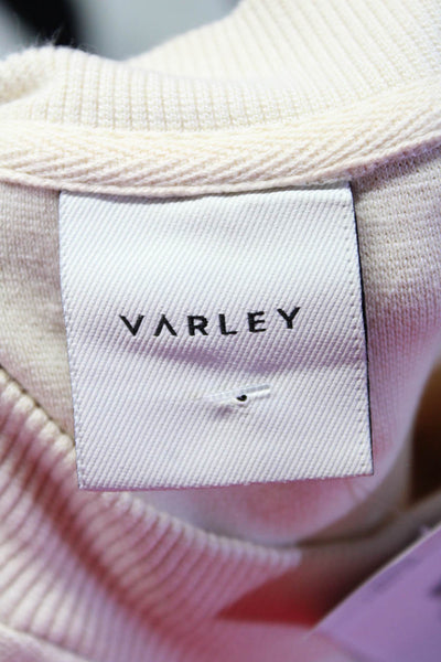 Varley Womens Crew Neck Drawstring Crop Sweatshirt Beige Size Small