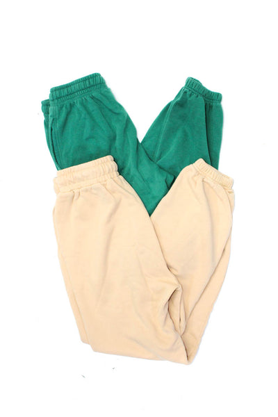 We Wore What Richer Poorer Womens High Waist Sweatpants Beige Green XS Lot 2