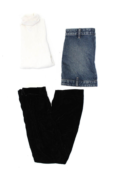 Zara Womens Turtleneck Sweater Velvet Pants Denim Skirt XS Small Medium Lot 3