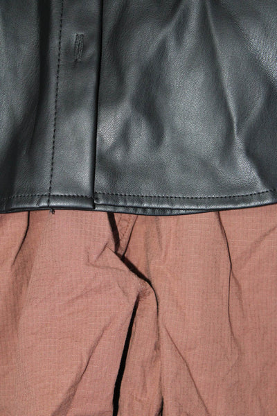 Zara Womens Faux Leather Button Up Blouse Cargo Pants Size XS 0 Lot 2