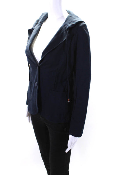 Femme Fatale Womens Hooded Ponte Two Button Blazer Jacket Navy Size Extra Small