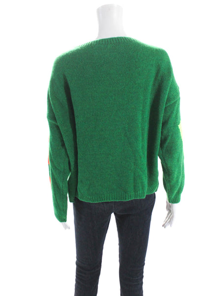 My Dream Womens Pullover Oversized Scoop Neck Love Sweater Green Size Small