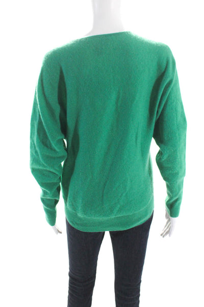 Tahari Womens Long Sleeve Pullover V Neck Cashmere Sweater Green Size Medium