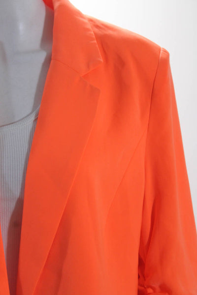 six/fifty Womens 3/4 Sleeve Notched Lapel Blazer Jacket Neon Orange Size Medium