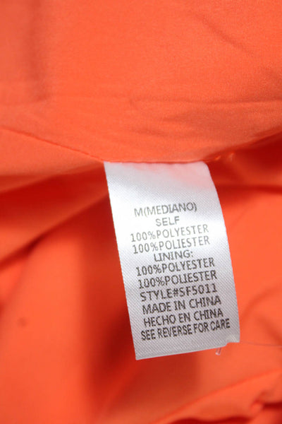 six/fifty Womens 3/4 Sleeve Notched Lapel Blazer Jacket Neon Orange Size Medium