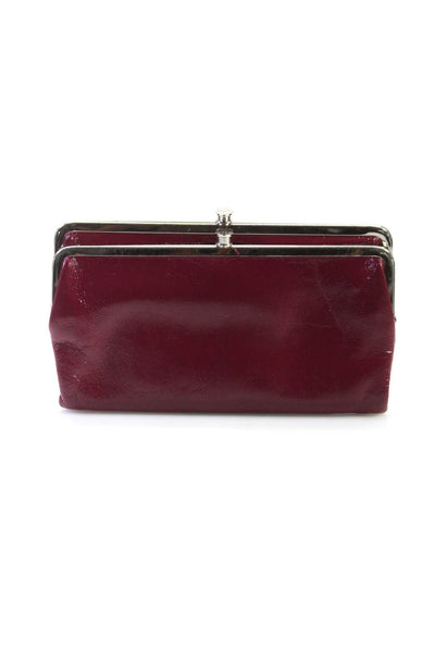 Hobo Women's Magnetic Closure Leather Trifold Wallet Burgundy Size M