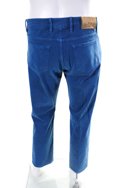 PT05 Mens Jazz Regular Fit Pleated Slim Leg Jeans Blue Size 36