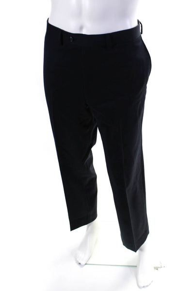 Michael Kors Mens Slim Leg Pleated Dress Pants Navy Blue Wool Size 36
