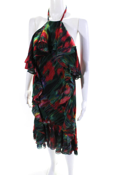 Jason Wu Collective Womens Blurred Floral Halter Dress Multicolored Size 2 12706