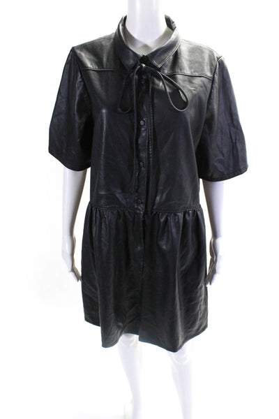 Rebecca Taylor Womens Faux Leather Romper Black Size 2 13941268