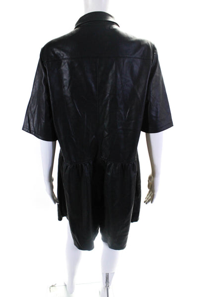 Rebecca Taylor Womens Faux Leather Romper Black Size 6 13941224