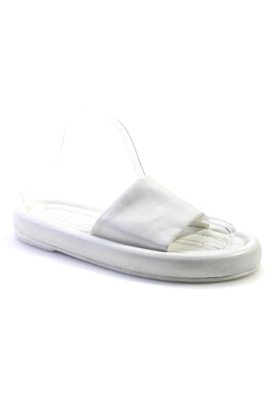 Simon Miller x Mango Womens Flat Leather Slides Mules Sandals White Size 37 7
