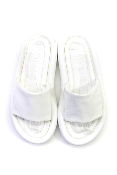 Simon Miller x Mango Womens Flat Leather Slides Mules Sandals White Size 39 9