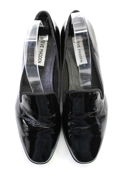 Steve Madden Womens Patent Leather Corral Slip-On Loafers Shoes Black Size 6