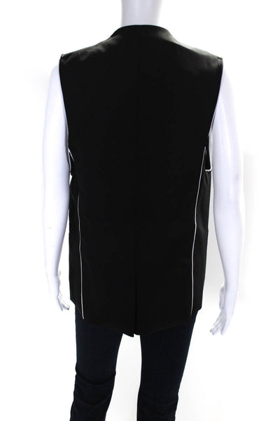 Helmut Lang Womens Wool Striped Buttoned Sleeveless Blazer Vest Black Size S