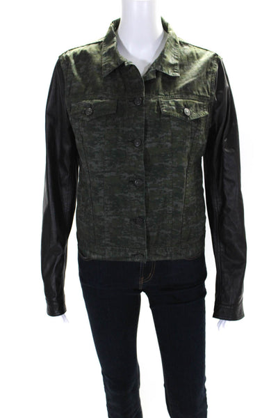 Rag & Bone Womens Cotton Patchwork Camouflage Print Buttoned Jacket Green Size M