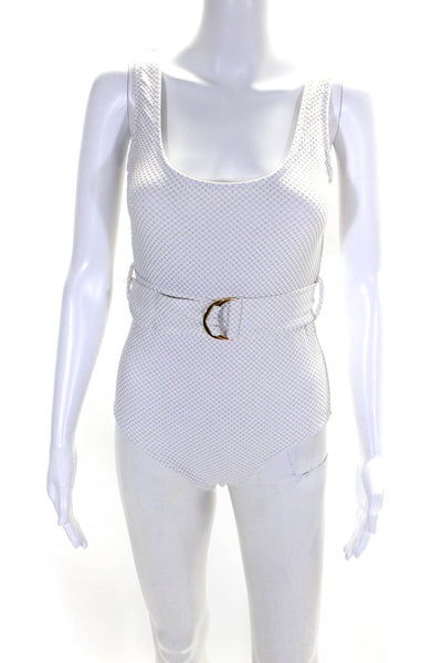 Shoshanna Women's Scoop Neck Sleeveless Belt One Piece Swimsuit White Size 6