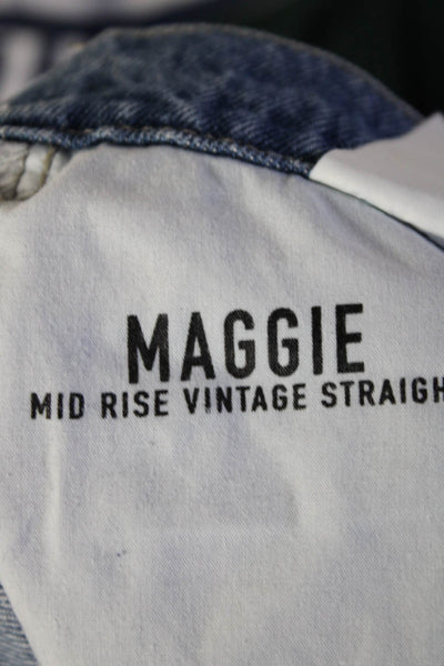 Ser.O.Ya Womens Maggie Mid Rise Vintage Straight Jeans Blue Cotton Size 26