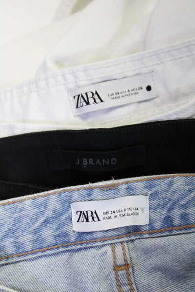 J Brand Zara Womens Skinny Wide Leg Jeans Black White Blue Size 24 2 4 Lot 3