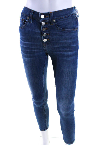 Veronica Beard Jeans Womens Button Fly High Rise Debbie Skinny Jeans Blue 24