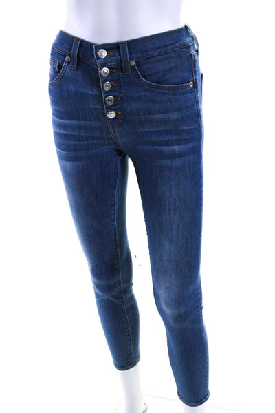 Veronica Beard Jeans Womens Button Fly High Rise Debbie Skinny Jeans Blue 24