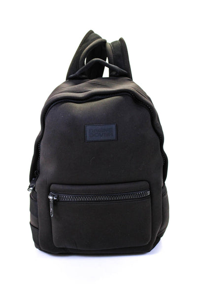 Dagne Dover Womens Zip Around Pocket Front Logo Neoprene Backpack Black