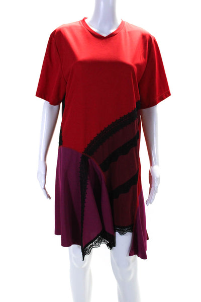 Koché Womens Lace T-Shirt Dress Red Size 40 12638888