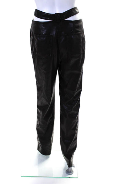 SIMKHAI Womens Amelia Faux Leather Pants Brown Size 6 14689032