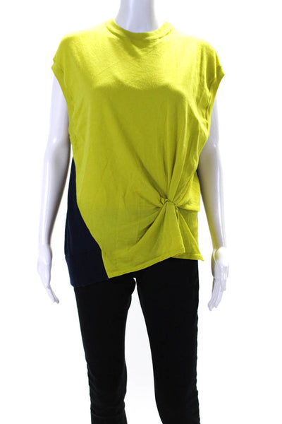 Nina Ricci Womens Colorblock Knot Detail Top Yellow Size L 12668081