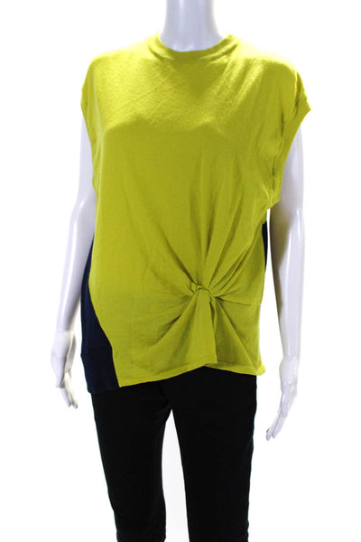 Nina Ricci Womens Colorblock Knot Detail Top Yellow Size L 12668081