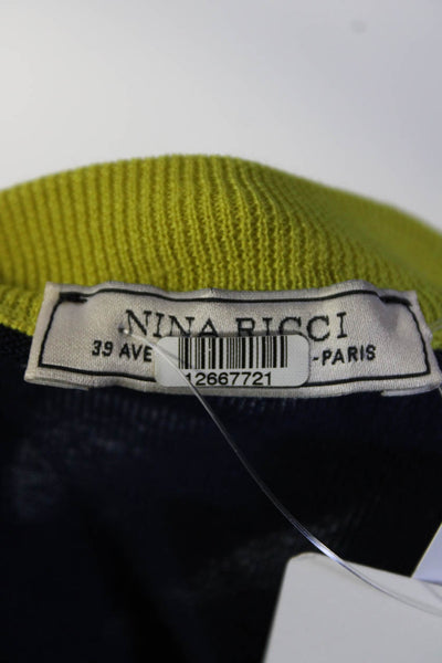 Nina Ricci Womens Colorblock Knot Detail Top Yellow Size L 12668081