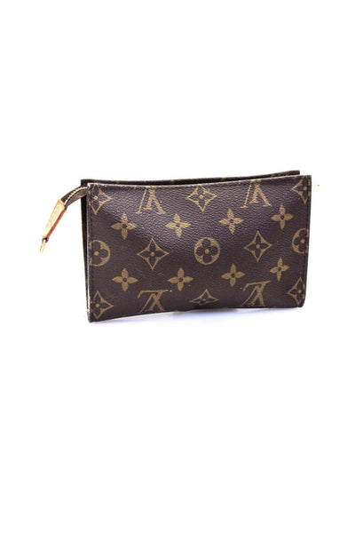 Louis Vuitton Womens Monogram Coated Canvas Zipper Closure Clutch Handbag Brown
