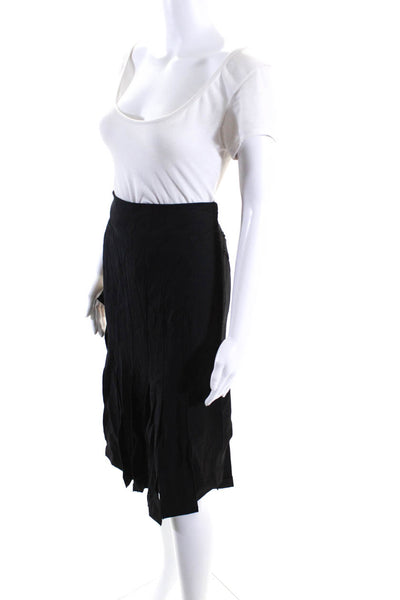 Paola Frani Womens Shredded A Line Knee Length Skirt Black Wool Size 8