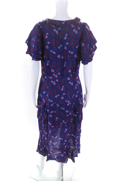 La Maison Talulah Womens The Yearning Ruffle Midi Dress Blue Size LR 12182936