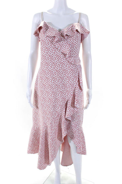 SIMKHAI Womens Speckle Print Asymmetric Ruffle Dress Red Size 20R 11290253