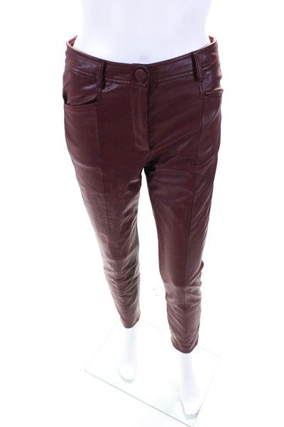 Milly Womens Rue Faux Leather Pants Red Size 27 14682697