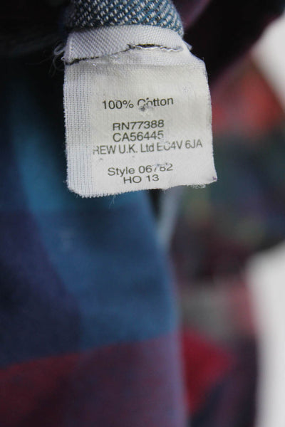 J Crew Zara Mens Cotton Check Plaid Print Buttoned Tops Jacket Red Size L Lot 3